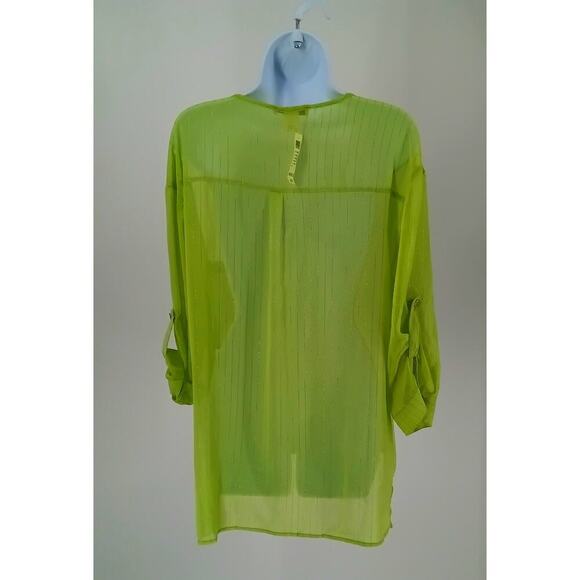Arden B Y2K Sheer blouse Light Green Work Wear Office Lagenlook Size large - Picture 2 of 12